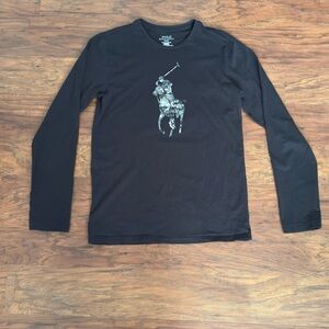 Ralph Lauren Black Long Sleeve Tee with Polo Design